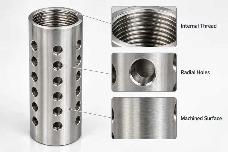 CNC Machined Perforated Threaded Sleeve